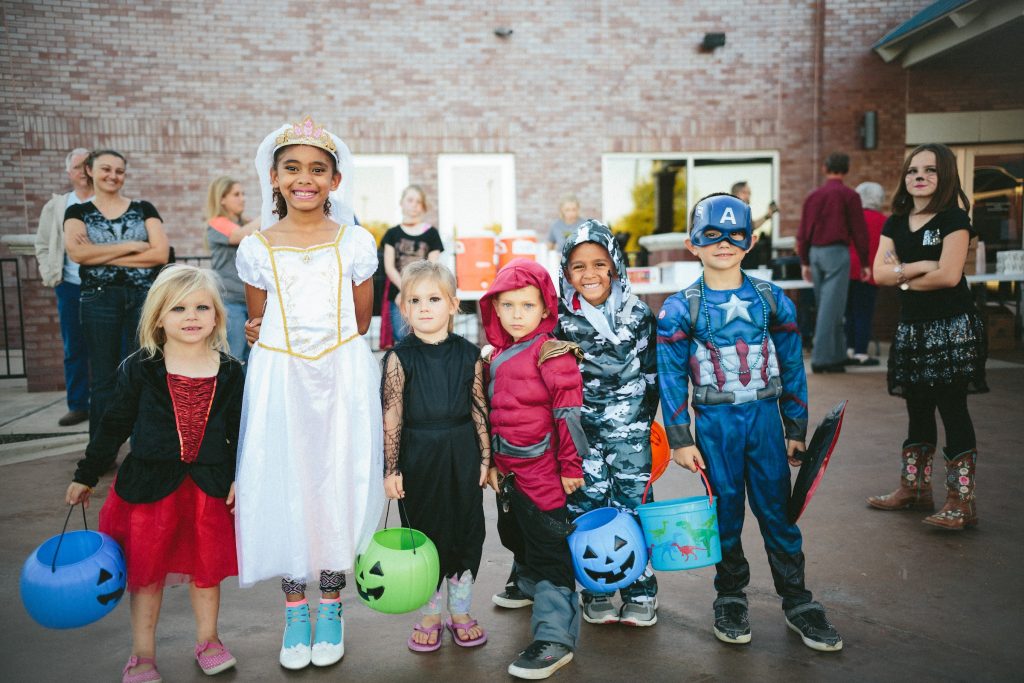 Kids in costumes for Halloween
